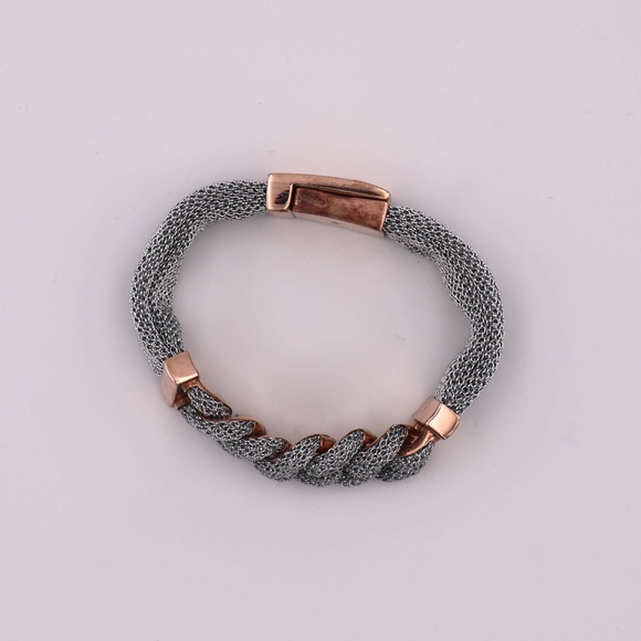 A&M Bracelet w/R.Gold Chain Links in Silver Mesh - Picture 3 of 3